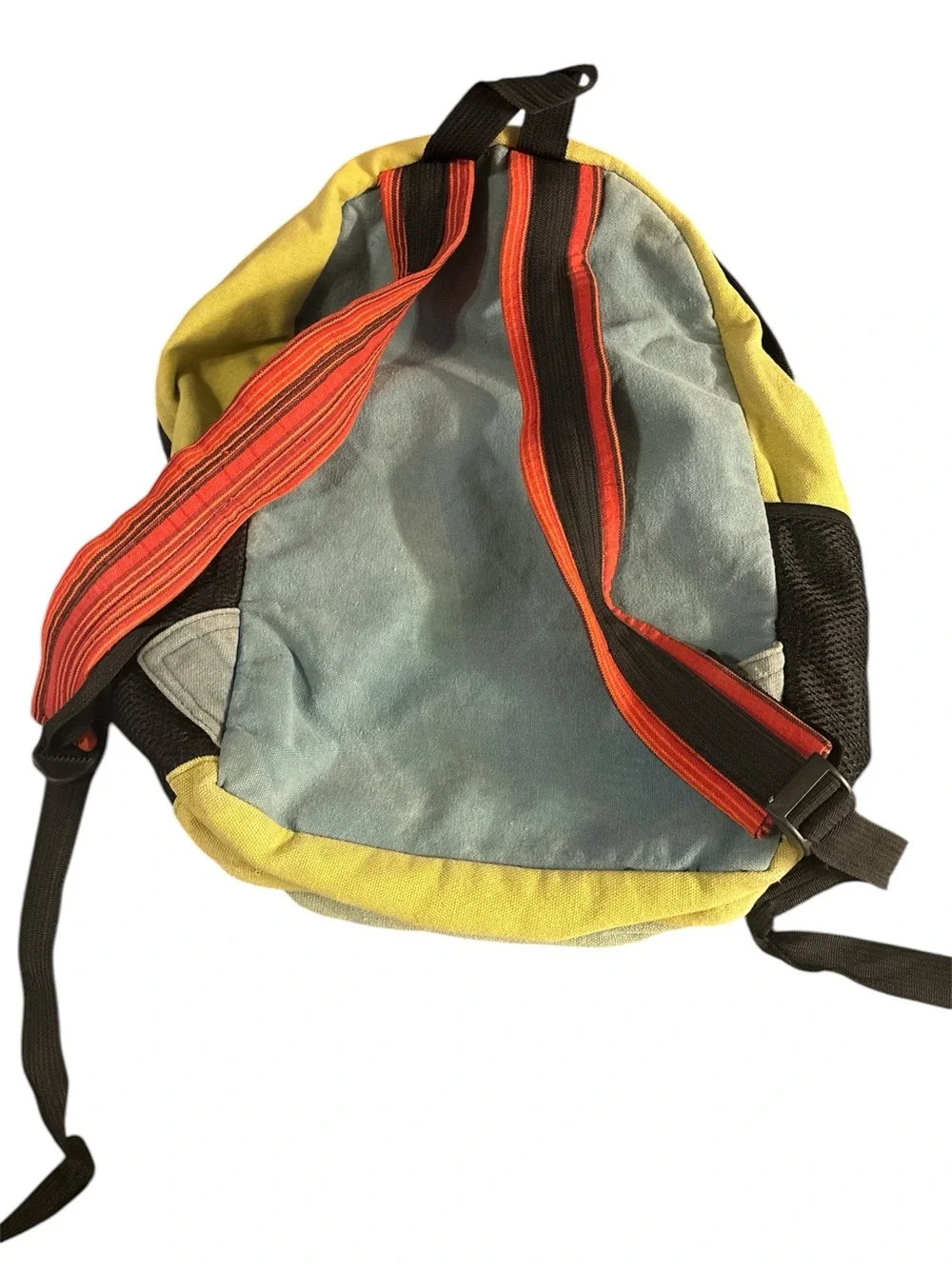 Multicolor Men's Patchwork Backpack with Yellow Accents